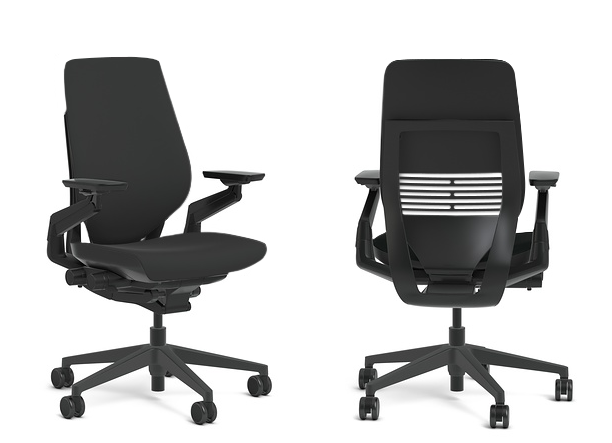 Steelcase Gesture Task Chair: Shell Back - Platinum Metallic  Frame/Base/Seagull Accent - Standard Carpet Casters